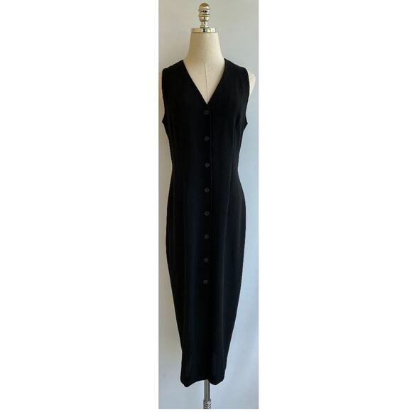 Donna Karan Classic Sleeveless Wool Button Down Evening Dress Hong Kong sz 6 - Picture 1 of 8